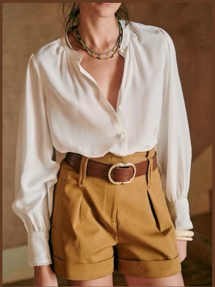 Nwt Sezane Lea Blouse Silk White